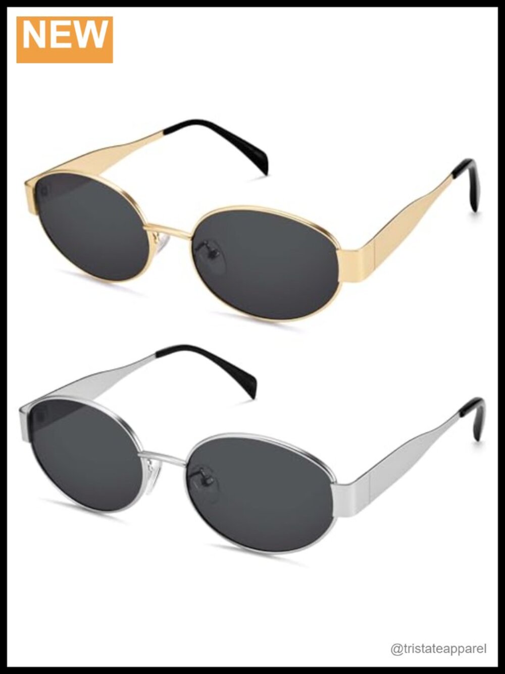 Retro Oval Sunglasses Metal Frame UV Protection Unisex Trendy Chic